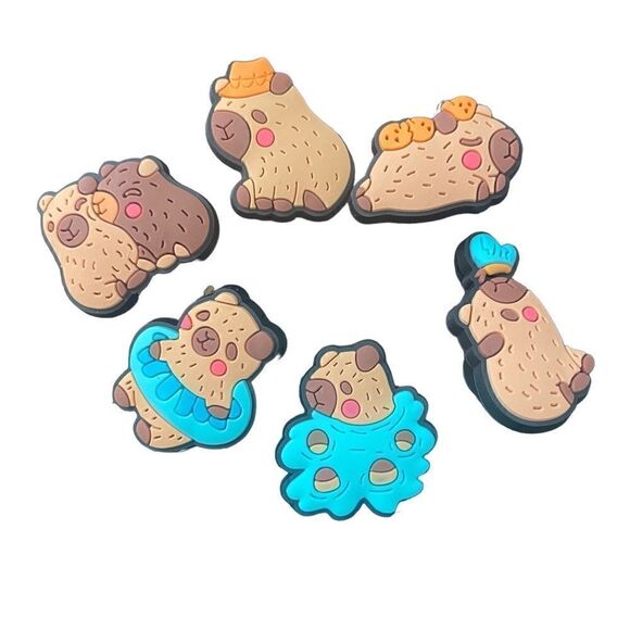 Set of 6 Capybaras Shoe Charms for Crocs NEW - Picture 1 of 6